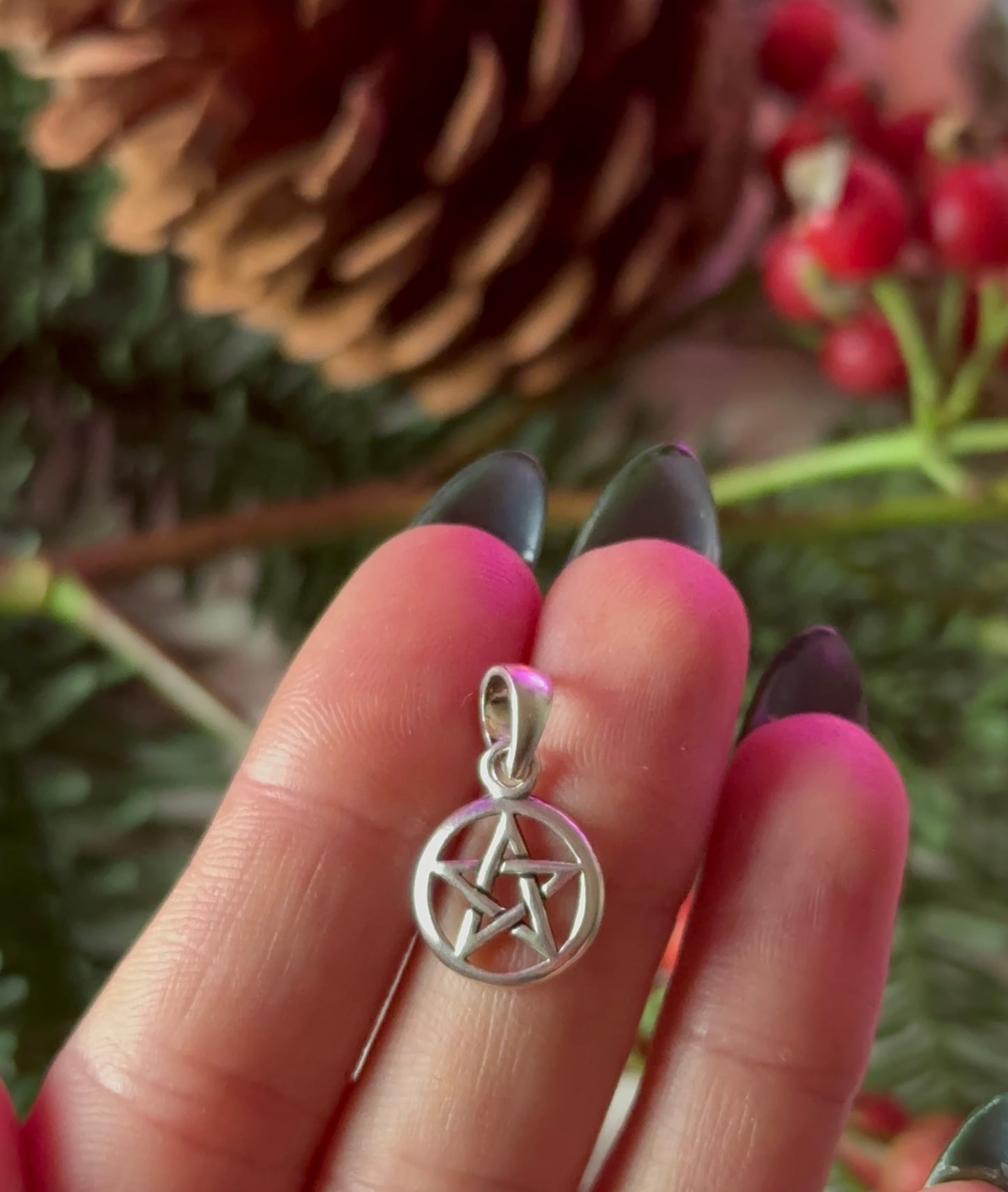 Sterling silver pentagram pendent