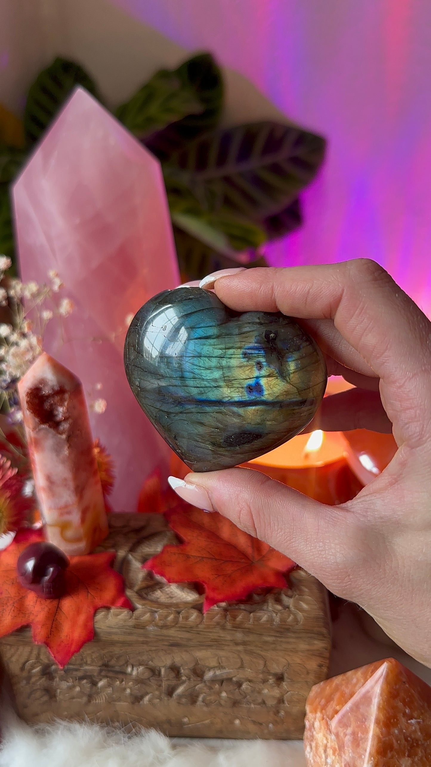 Labradorite flashy heart