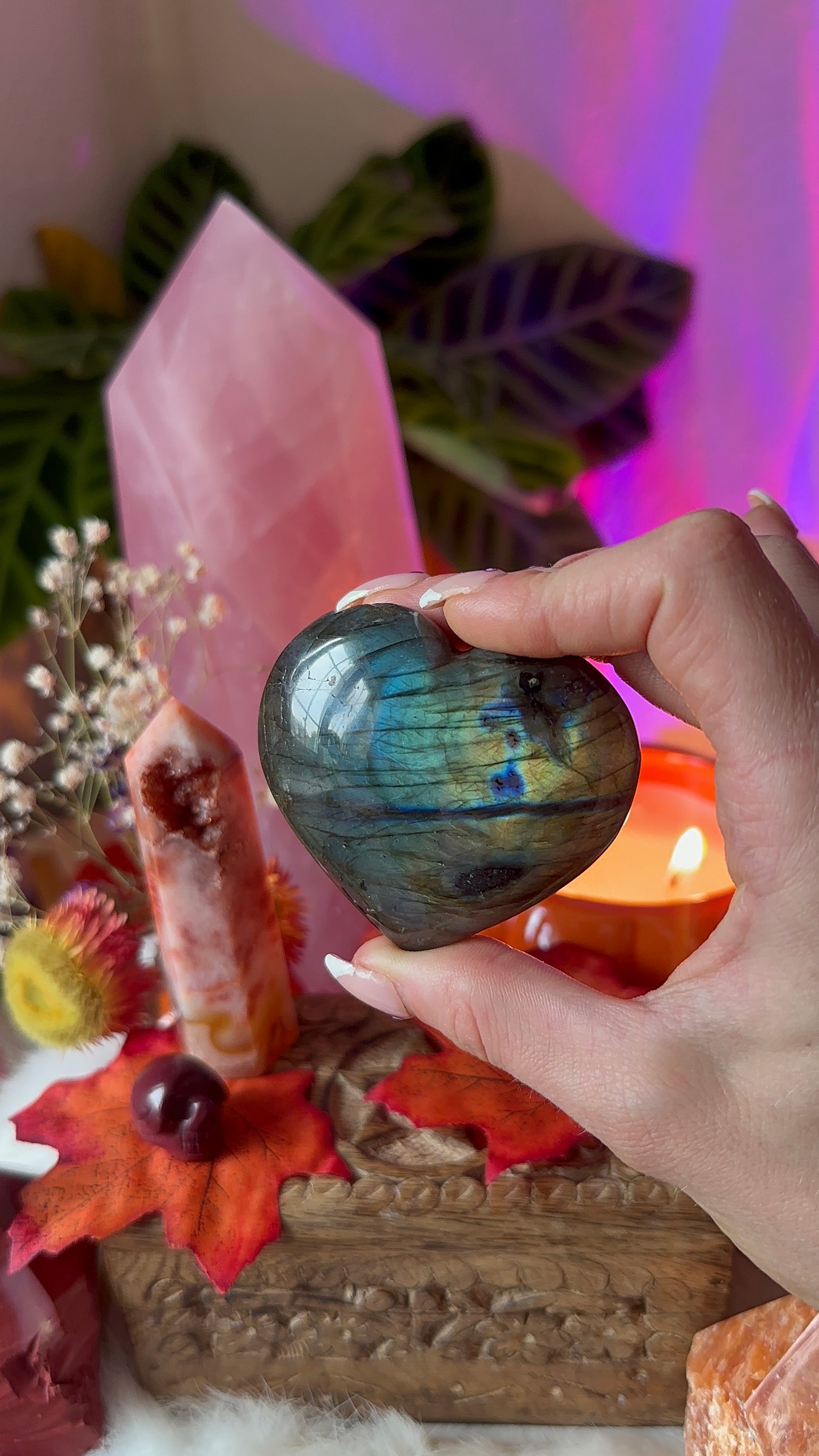 Labradorite flashy heart