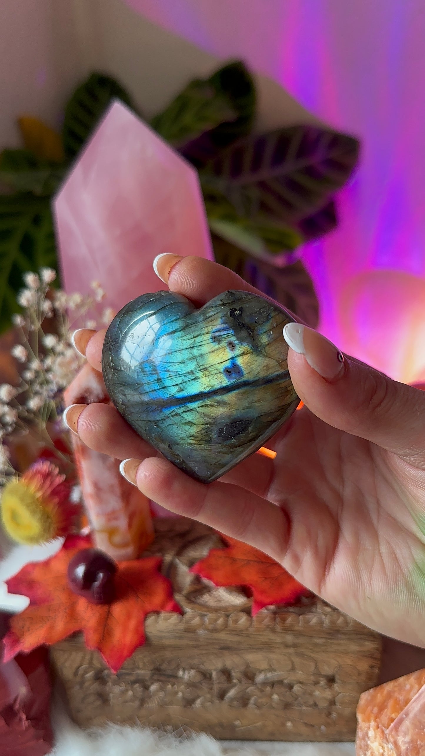 Labradorite flashy heart