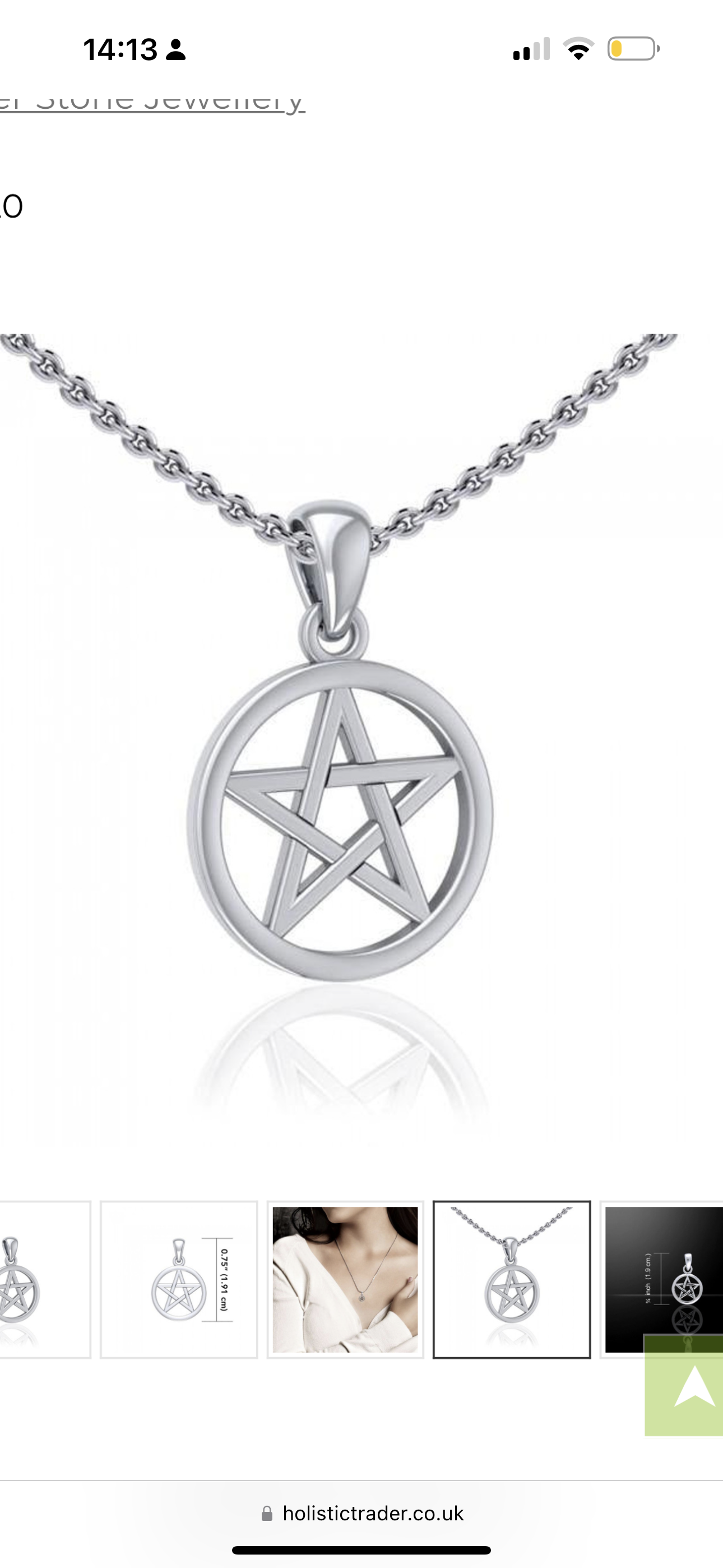 Sterling silver pentagram pendent