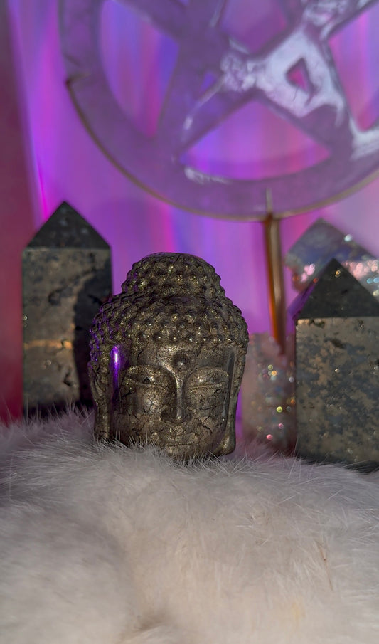 Pyrite Buddha heads