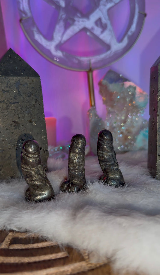 Pyrite penis carvings