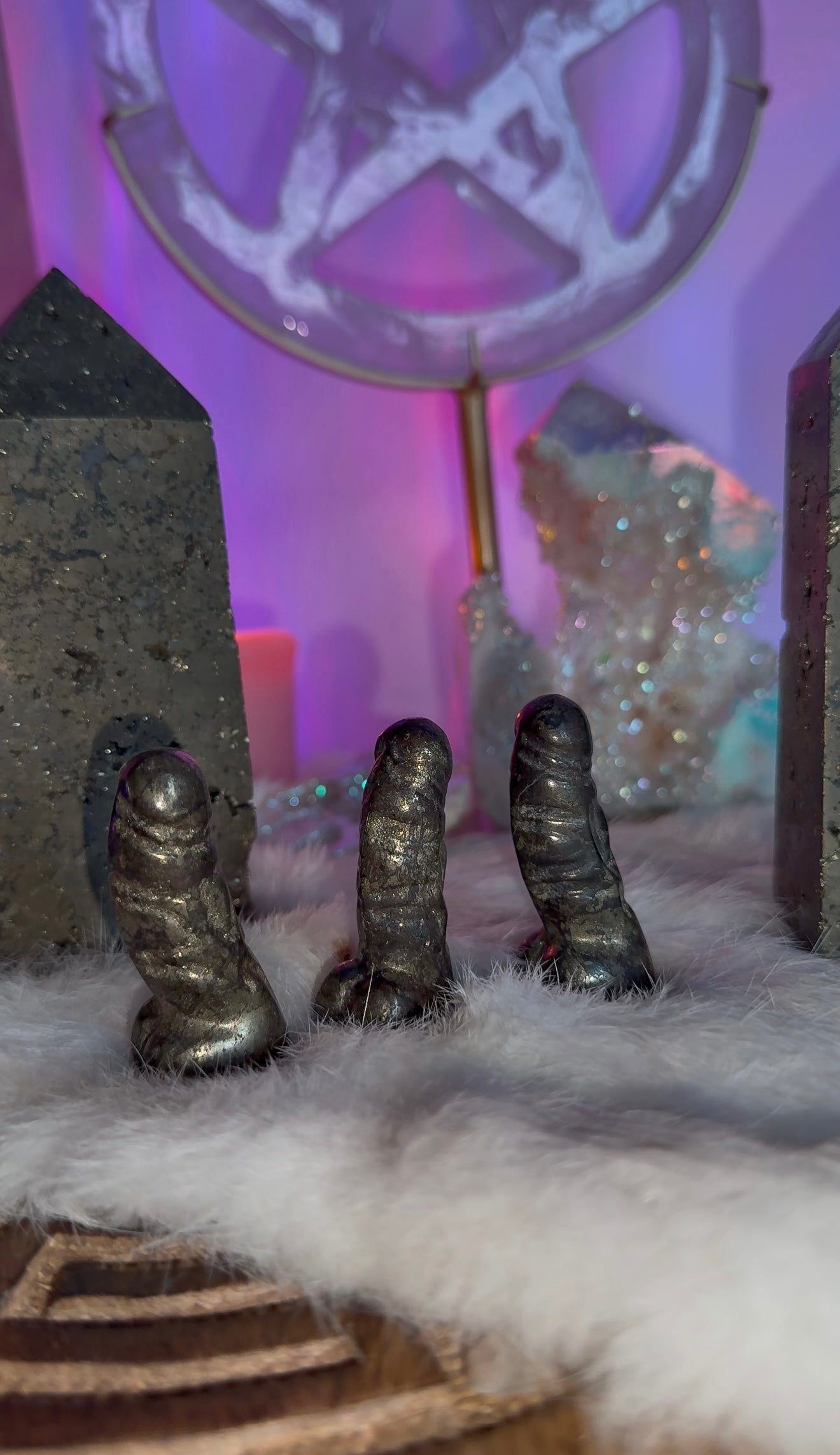 Pyrite penis carvings