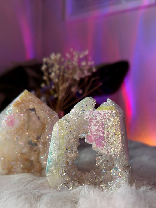 Aura quartz druzy caves