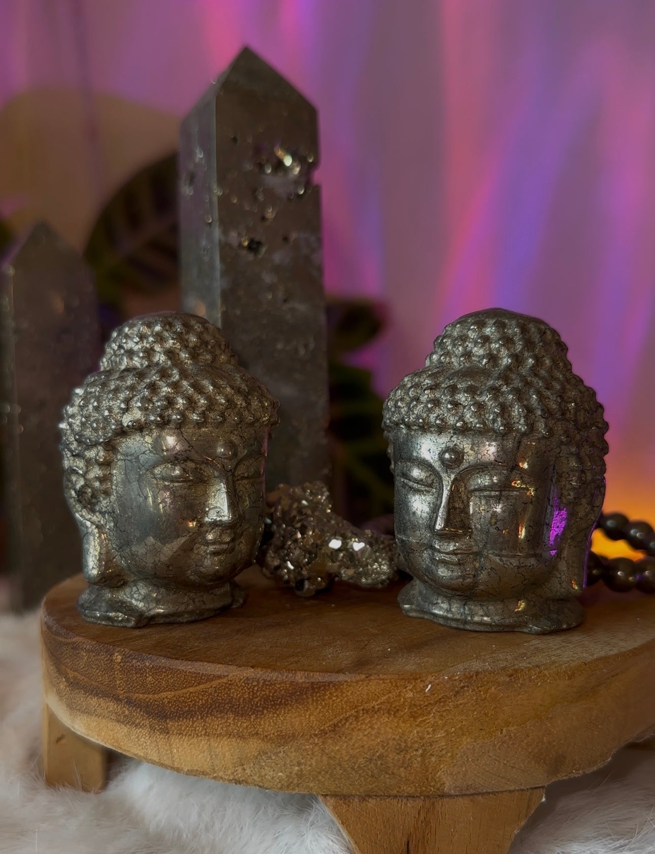 Pyrite Buddha heads