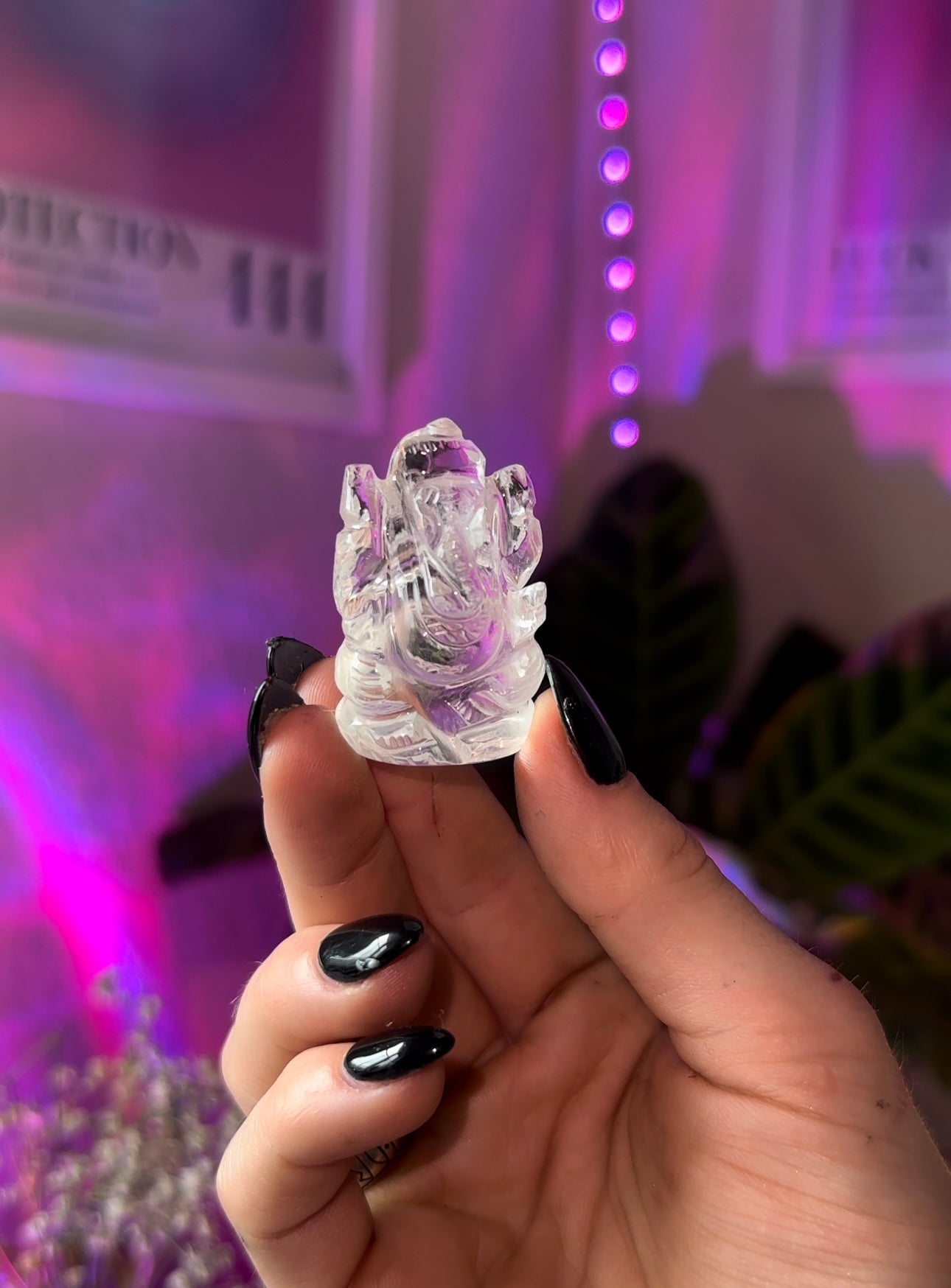 Clear quartz Ganesha carving