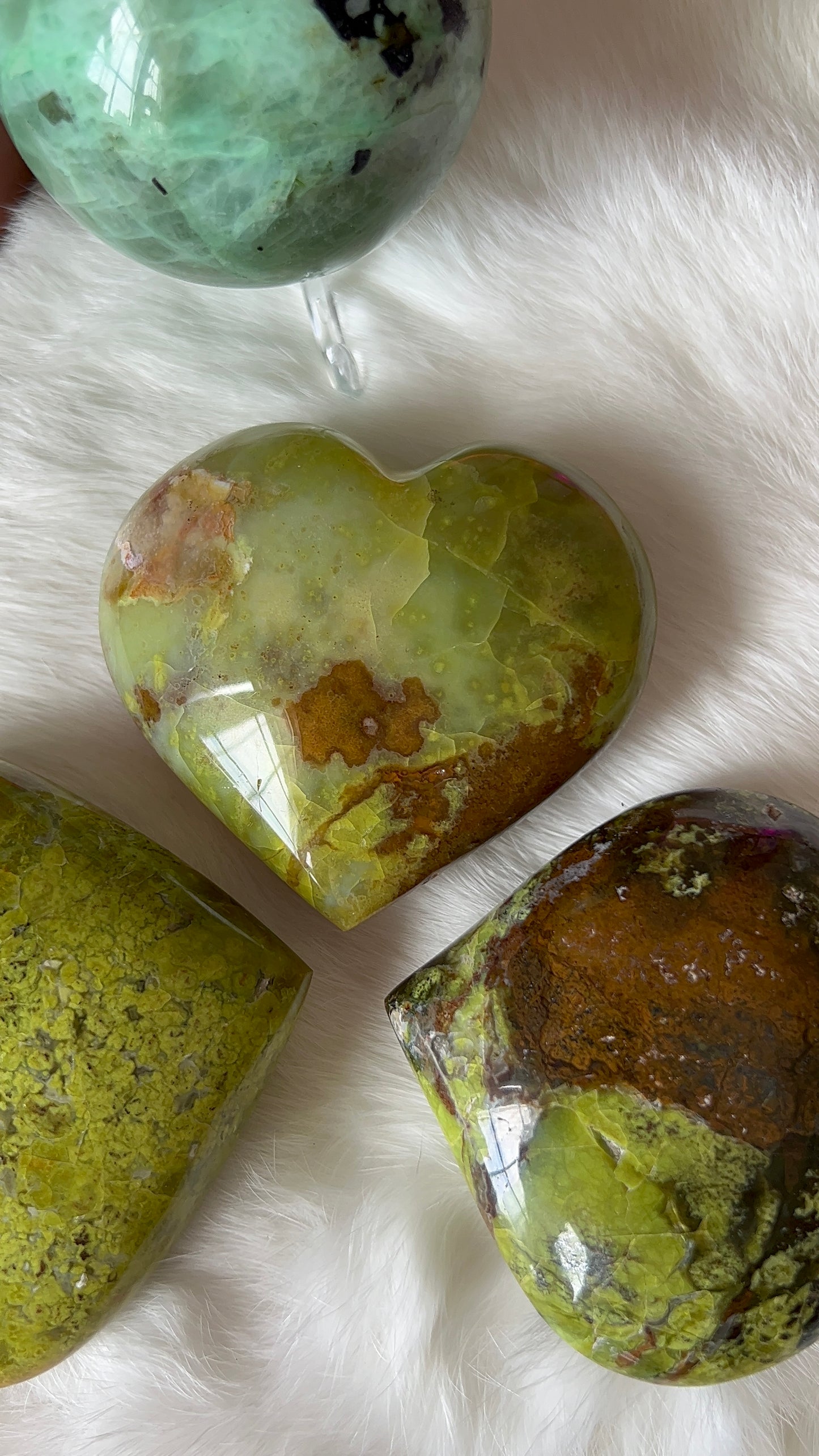 Green opal hearts