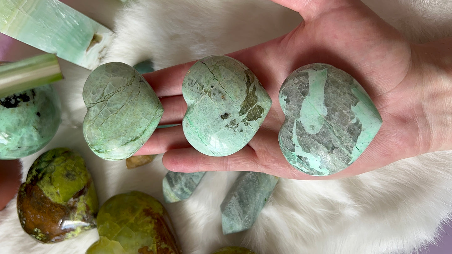 Green moonstone hearts