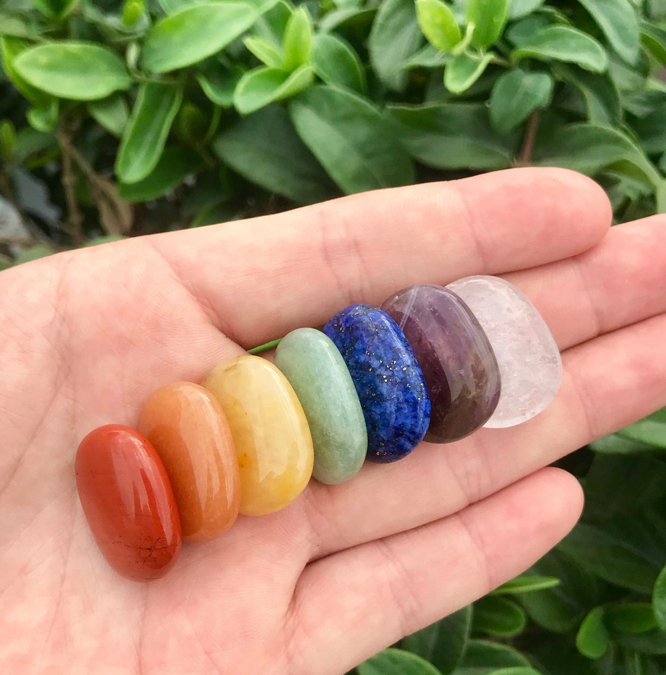 7 Chakra palm stone set