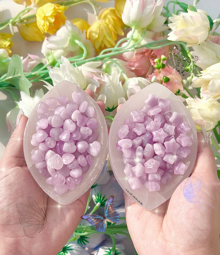 Kunzite carved hearts, moons and stars!