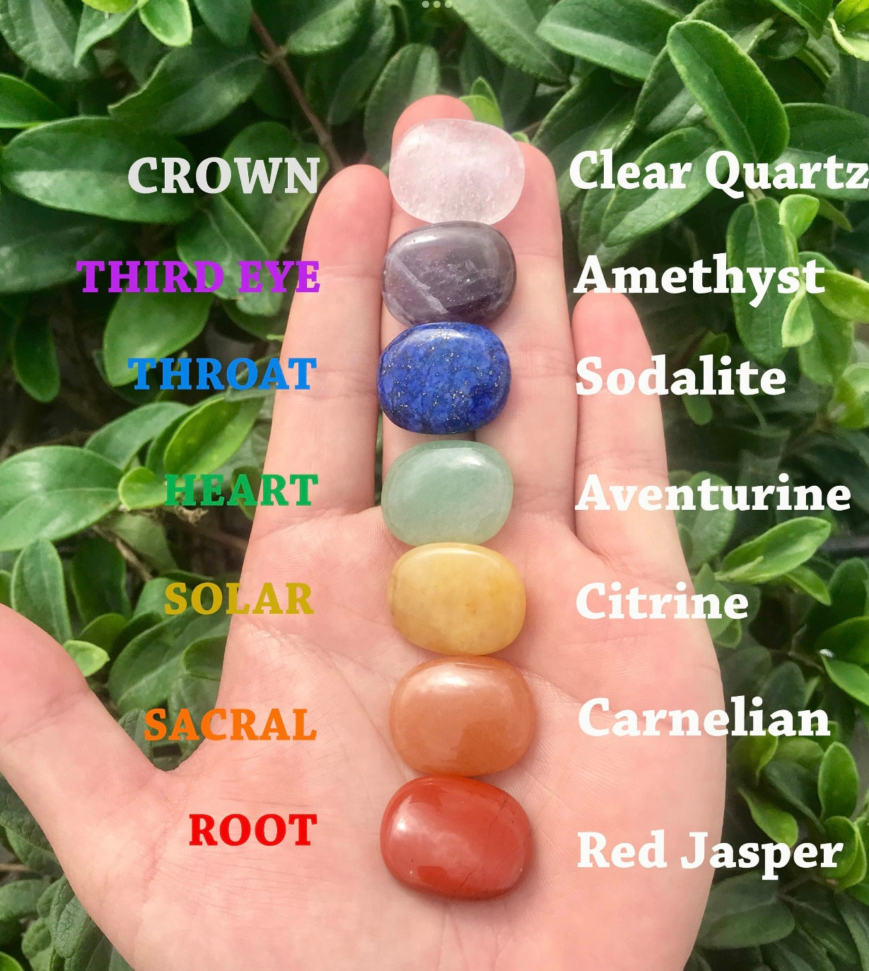 7 Chakra palm stone set