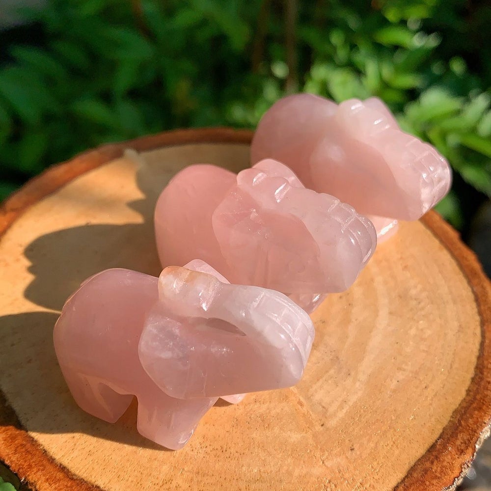 Rose quartz elephant