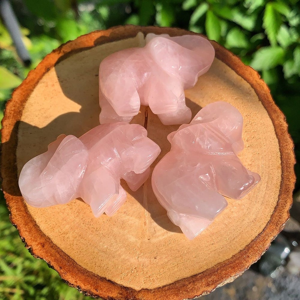 Rose quartz elephant