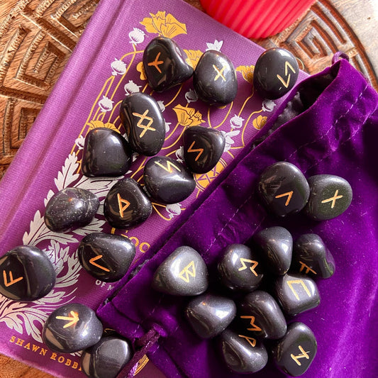 Black Agate Nordic Runes