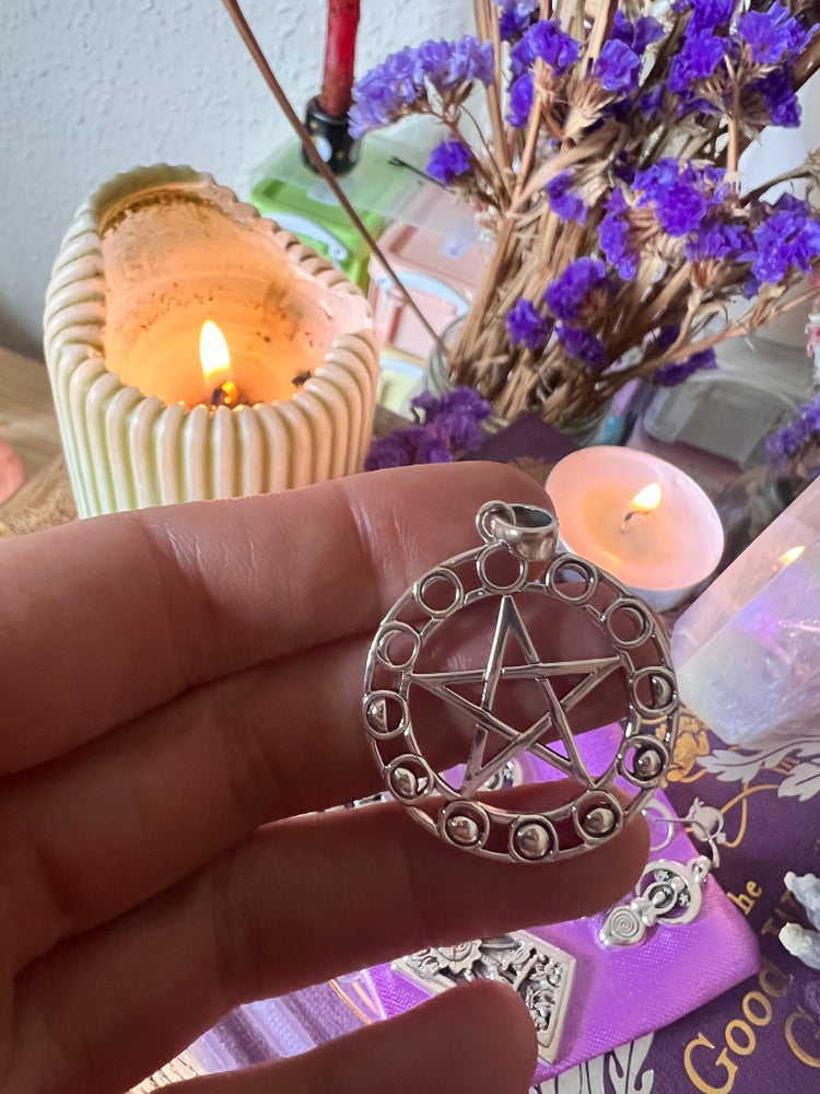 Pentagram moon phase pendant